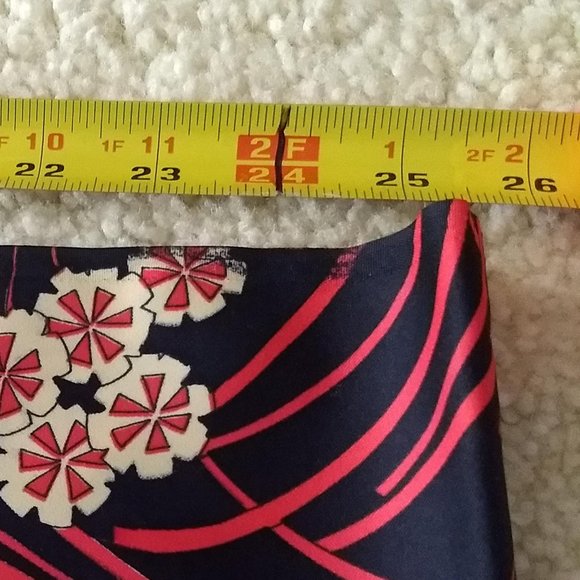 vintage 60s large piece of floral pure silk fabric cloth - Picture 5 of 5